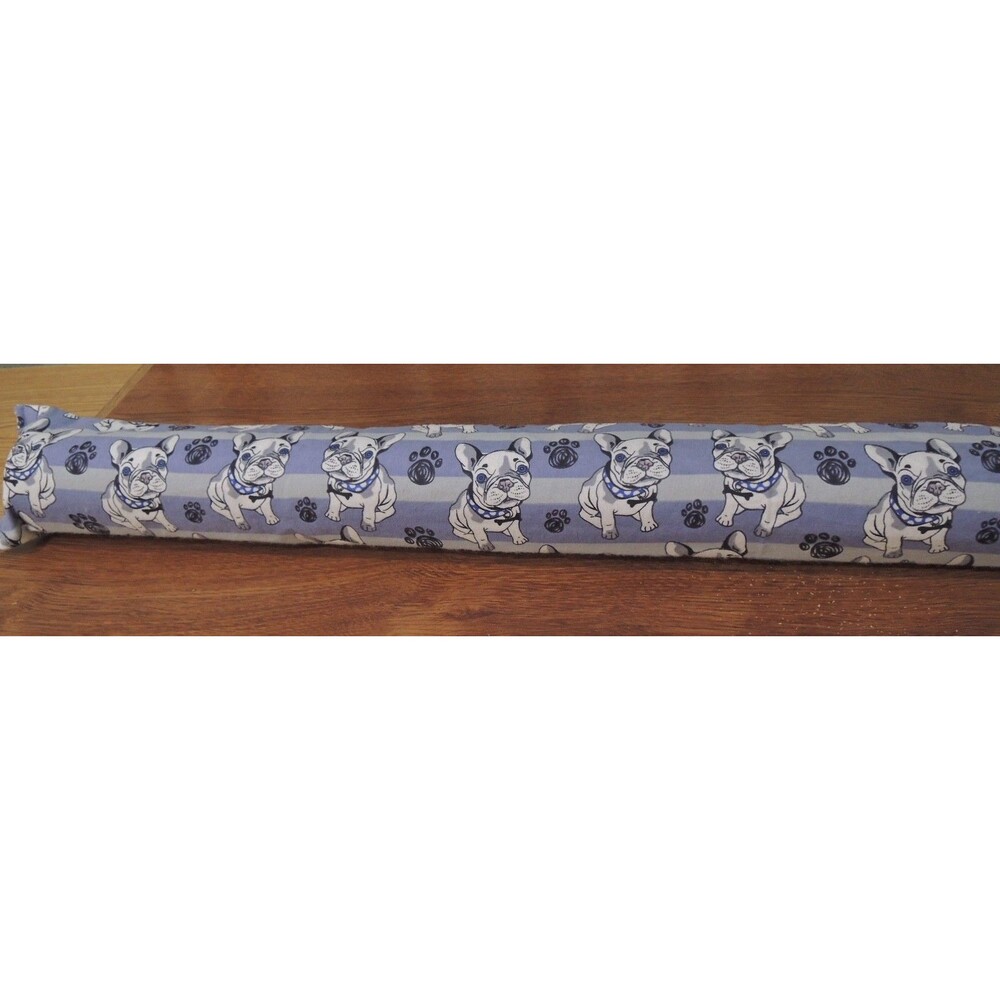 Handmade Cotton Draft Blocker 36" Dog Theme Unfilled Blue Door Snake Granny Core